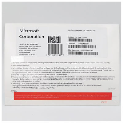 Microsoft Windows 11 Pro 64 บิต DVD ฝรั่งเศส OEM System Builder Pack สําหรับคอมพิวเตอร์ใหม่