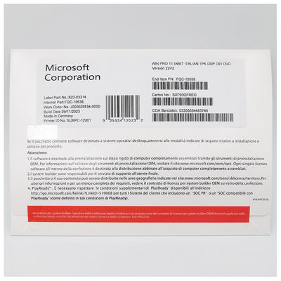 Microsoft Windows 11 Pro OEM อิตาลี Professional Workstation License พร้อม BitLocker และ Remote Desktop