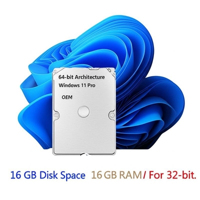 สถาปัตยกรรม 64 บิต Windows 11 Pro OEM พื้นที่ดิสก์ 16 GB RAM 1 GB สำหรับ 32 บิต